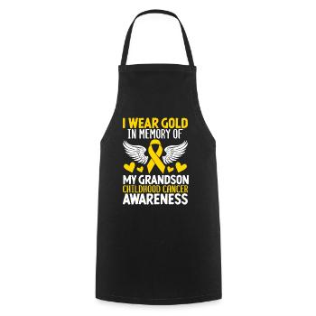 Childhood Cancer Grandson Family Childhood Cancer - Cooking Apron - black - Front - AI Model Male 185 dark (185cm)