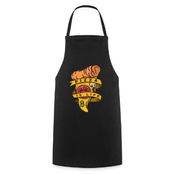 Pizza Life - Tablier de cuisine - noir - Devant - AI Model Male 185 dark (185cm)