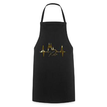 Cologne Skyline Heartbeat Heart Kölsch Love Cologne - Tablier de cuisine - noir - Devant - AI Model Male 185 dark (185cm)