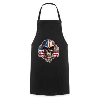 Skulls Skull America Flag Skull Bone - Cooking Apron - black - Front - AI Model Male 185 dark (185cm)