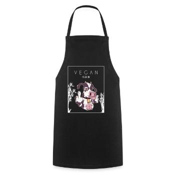 Vegan Chinese Hanzi Plant-Based Vegan Vegans - Cooking Apron - black - Front - AI Model Male 185 dark (185cm)