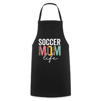 Soccer Maman Vie Léopard Guépard Drôle Soccer Mama - Tablier de cuisine - noir - Devant - AI Model Male 185 dark (185cm)