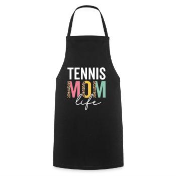 Tennis Mama Leben Leopard Gepard Lustig Tennis Mama - Kochschürze - Schwarz - Vorne - AI Model Male 185 dark (185cm)