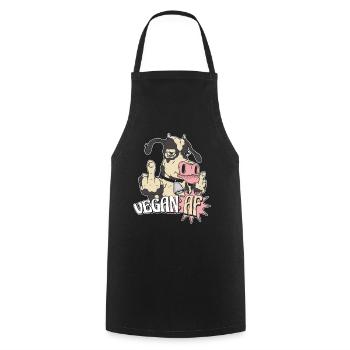 Vegan AF Plant-Based Vegan Vegans Vegetarian - Cooking Apron - black - Front - AI Model Male 185 dark (185cm)