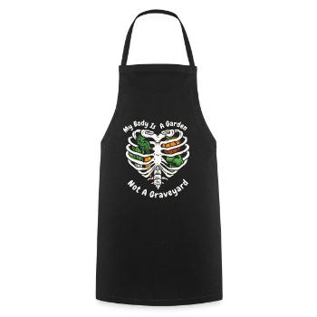 My Body Is A Garden Not A Graveyard Vegan Veganism - Cooking Apron - black - Front - AI Model Male 185 dark (185cm)