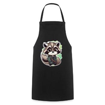 Waschbär - Kochschürze - Schwarz - Vorne - AI Model Male 185 dark (185cm)