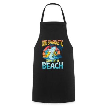 One Sharkastic Sun Of A Beach - Kochschürze - Schwarz - Vorne - AI Model Male 185 dark (185cm)