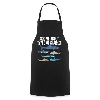Ask Me About Sharks Ocean Wildlife Shark Types - Cooking Apron - black - Front - AI Model Male 185 dark (185cm)