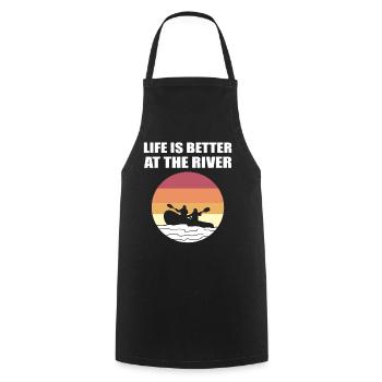 Life Is Better At The River Camping Abenteuer - Kochschürze - Schwarz - Vorne - AI Model Male 185 dark (185cm)