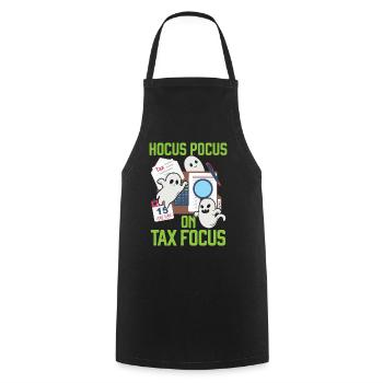 Hocus-pocus sur le comptable fiscal Halloween - Tablier de cuisine - noir - Devant - AI Model Male 185 dark (185cm)