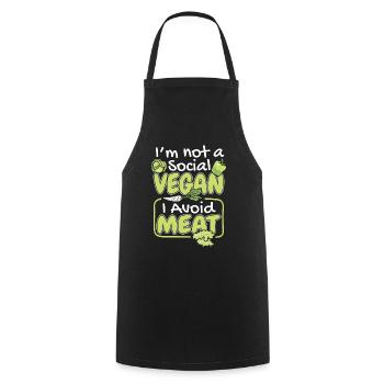I'm Not A Social Vegan Vegan Vegans Plant-Based - Cooking Apron - black - Front - AI Model Male 185 dark (185cm)