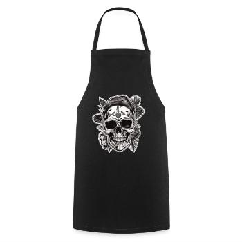 Totenkopf Totenschädel Skulls Skull - Kochschürze - Schwarz - Vorne - AI Model Male 185 dark (185cm)