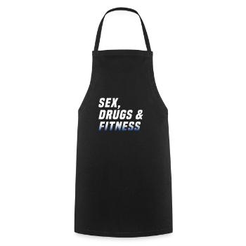 Sex drugs and fitness - Kochschürze - Schwarz - Vorne - AI Model Male 185 dark (185cm)