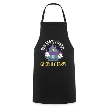 Real Estate Agent Charm Ghostly Farm Immobilienmak - Cooking Apron - black - Front - AI Model Male 185 dark (185cm)