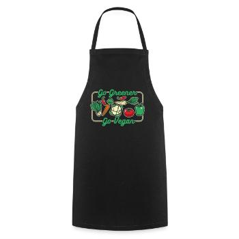 Go Greener Go Vegan Plant-Based Vegan Vegans - Cooking Apron - black - Front - AI Model Male 185 dark (185cm)