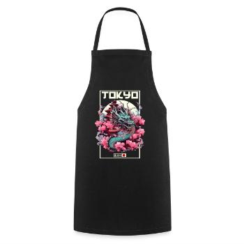 Tokyo Asie 80s Dragon Dragon Rétro Japonais - Tablier de cuisine - noir - Devant - AI Model Male 185 dark (185cm)