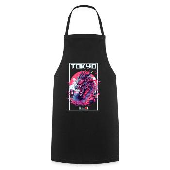 Tokio Asien 80er Japanischer Retro Drache Drachen - Kochschürze - Schwarz - Vorne - AI Model Male 185 dark (185cm)