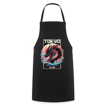 Tokyo Asia 80s Japanese Retro Dragon Dragon - Cooking Apron - black - Front - AI Model Male 185 dark (185cm)