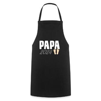 Papa 2024 - Kochschürze - Schwarz - Vorne - AI Model Male 185 dark (185cm)