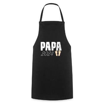 Papa 2024 - Kochschürze - Schwarz - Vorne - AI Model Male 185 dark (185cm)