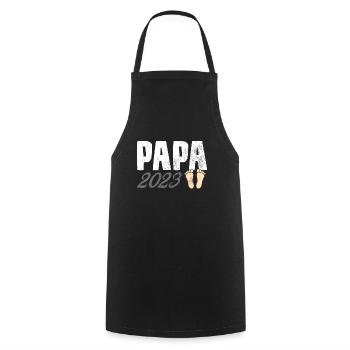 Papa 2023 - Kochschürze - Schwarz - Vorne - AI Model Male 185 dark (185cm)