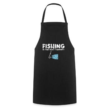 Dicton de pêche - Tablier de cuisine - noir - Devant - AI Model Male 185 dark (185cm)