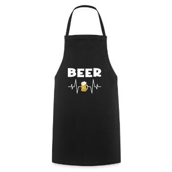 Beer Heartbeat - Cooking Apron - black - Front - AI Model Male 185 dark (185cm)