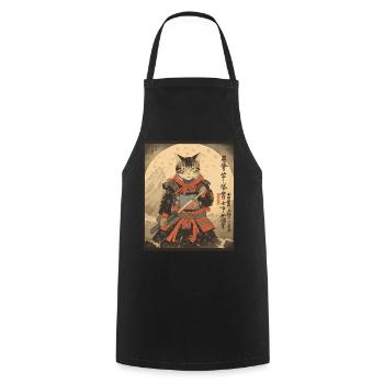 Épée de samouraï Ninja Cat | Meow Warrior - Tablier de cuisine - noir - Devant - AI Model Male 185 dark (185cm)