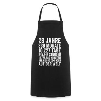 28 Jahre Achtundzwanzigster Geburtstag - Kochschürze - Schwarz - Vorne - AI Model Male 185 dark (185cm)