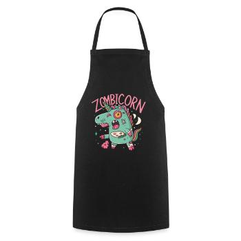 Zombiecorn Zombie Unicorn Unicorn Halloween - Cooking Apron - black - Front - AI Model Male 185 dark (185cm)