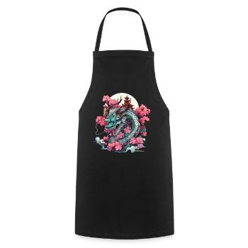Tokyo Asie 80s Dragon Dragon Rétro Japonais - Tablier de cuisine - noir - Devant - AI Model Male 185 dark (185cm)