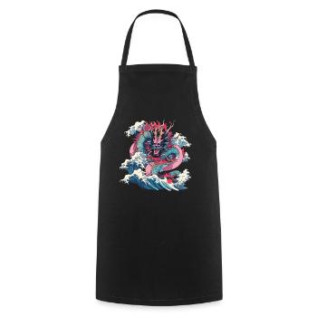 Tokio Asien 80er Japanischer Retro Drache Drachen - Kochschürze - Schwarz - Vorne - AI Model Male 185 dark (185cm)