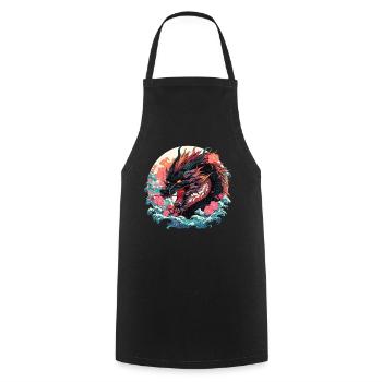 Tokyo Asie 80s Dragon Dragon Rétro Japonais - Tablier de cuisine - noir - Devant - AI Model Male 185 dark (185cm)