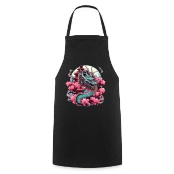 Tokyo Asie 80s Dragon Dragon Rétro Japonais - Tablier de cuisine - noir - Devant - AI Model Male 185 dark (185cm)