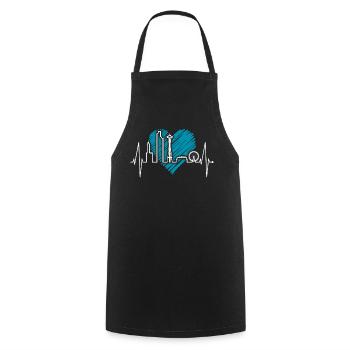 Seattle Skyline Heartbeat USA Fan Heart Pulse Love - Cooking Apron - black - Front - AI Model Male 185 dark (185cm)