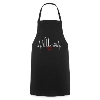 Seattle Skyline Heartbeat USA Fan Heart Pulse Love - Cooking Apron - black - Front - AI Model Male 185 dark (185cm)