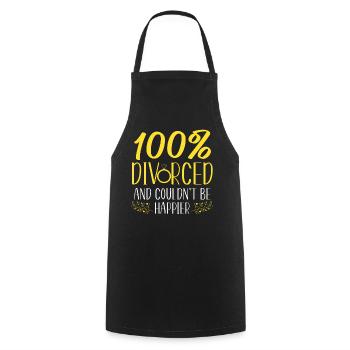 Happy Divorce Party 100% Divorced - Cooking Apron - black - Front - AI Model Male 185 dark (185cm)