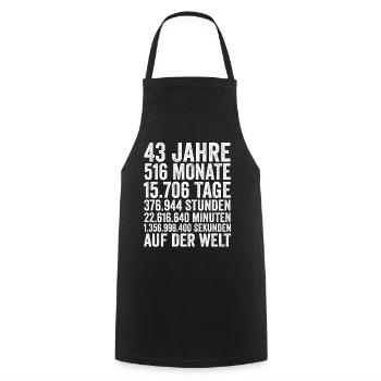 43 Jahre Fünfundvierzigster Geburtstag - Kochschürze - Schwarz - Vorne - AI Model Male 185 dark (185cm)