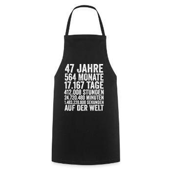47 Jahre Siebenundvierzigster Geburtstag - Kochschürze - Schwarz - Vorne - AI Model Male 185 dark (185cm)