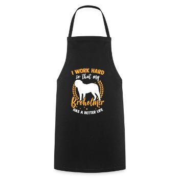 Je travaille dur pour mon Broholmer - Tablier de cuisine - noir - Devant - AI Model Male 185 dark (185cm)