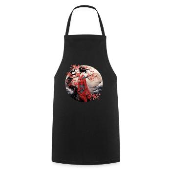 Japanese Geisha Art Print Traditional Kimono - Kochschürze - Schwarz - Vorne - AI Model Male 185 dark (185cm)