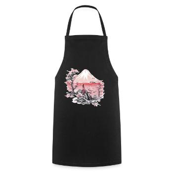 Geisha Japan Art Print - Cooking Apron - black - Front - AI Model Male 185 dark (185cm)