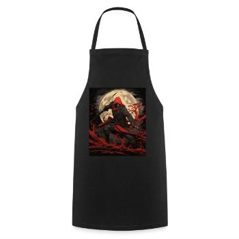 Japense Silent Assassin Nija Art - Cooking Apron - black - Front - AI Model Male 185 dark (185cm)