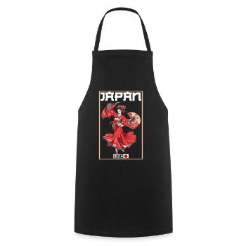 Tokyo Asia 80s Japanese Retro Geishas Geisha - Cooking Apron - black - Front - AI Model Male 185 dark (185cm)