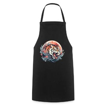 Tokyo Asie 80s Rétro Tiger Japonais - Tablier de cuisine - noir - Devant - AI Model Male 185 dark (185cm)