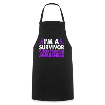 Survivor Turner Syndrome Awareness Month Purple Band - Cooking Apron - black - Front - AI Model Male 185 dark (185cm)