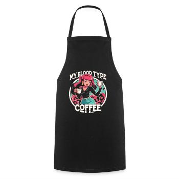 Mon groupe sanguin est café - Tablier de cuisine - noir - Devant - AI Model Male 185 dark (185cm)