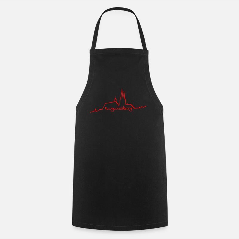 Regensburg skyline red - Cooking Apron - black