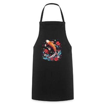 koi fish koi carp koi garden pond koi - Cooking Apron - black - Front - AI Model Male 185 dark (185cm)
