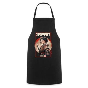 Asie 80s Samouraï Rétro Japonais Samouraï - Tablier de cuisine - noir - Devant - AI Model Male 185 dark (185cm)